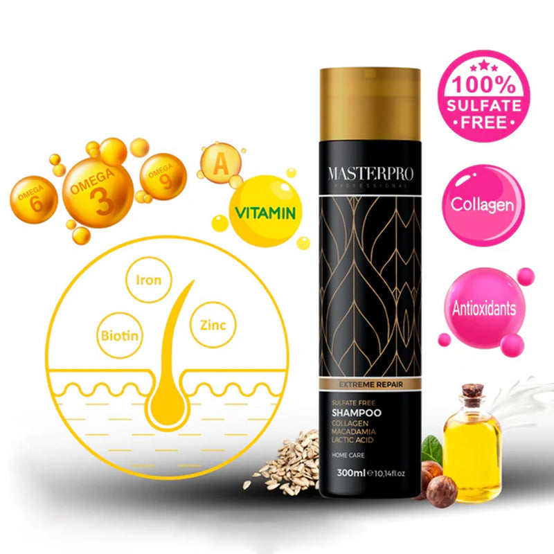 Sulfate Free Shampoo | Extreme Repair | Hair Protein| MasterPro | 300 ml