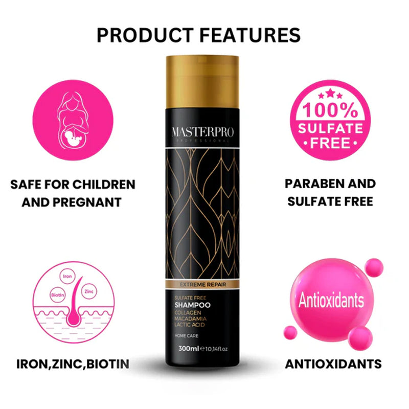 Sulfate Free Shampoo | Extreme Repair | Hair Protein| MasterPro | 300 ml